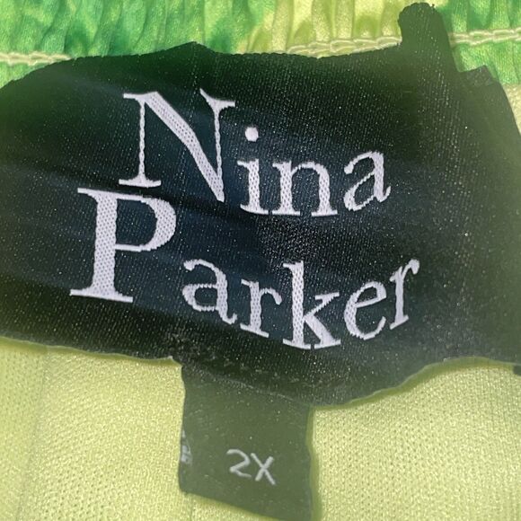 Womens Wide Leg Pants 2X Tropical Palm Print Boho Resort Vacation Beach Festival - Picture 2 of 11